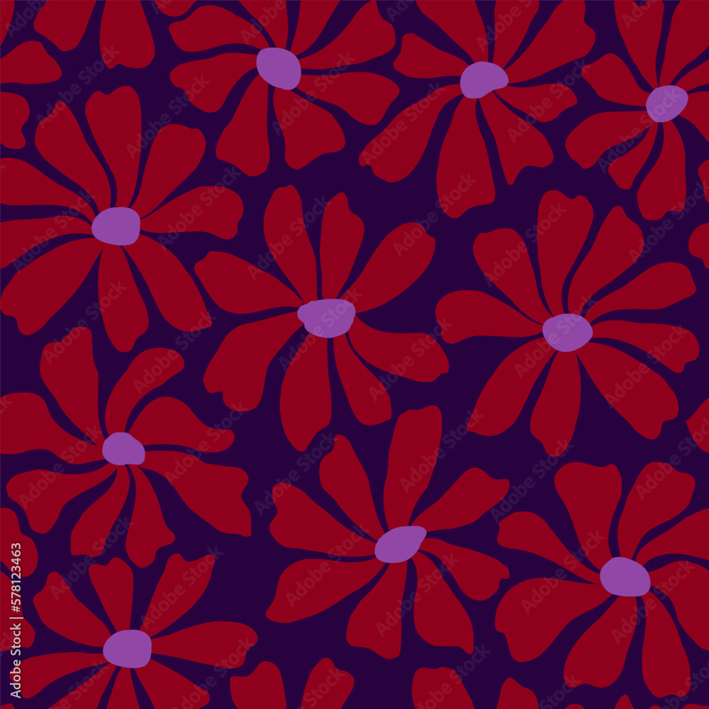 Groovy daisy flower seamless pattern. Cute hand drawn floral background. Groovy daisy flower seamless pattern. Cute hand drawn floral background.