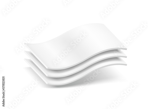Three wavy layers with realistic shadows. Vector illustration isolated on white background. Great infographic for your product. EPS10.	