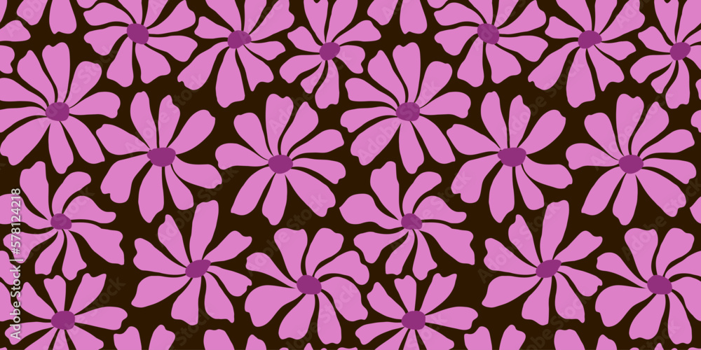 Groovy daisy flower seamless pattern. Cute hand drawn floral background. Groovy daisy flower seamless pattern. Cute hand drawn floral background.