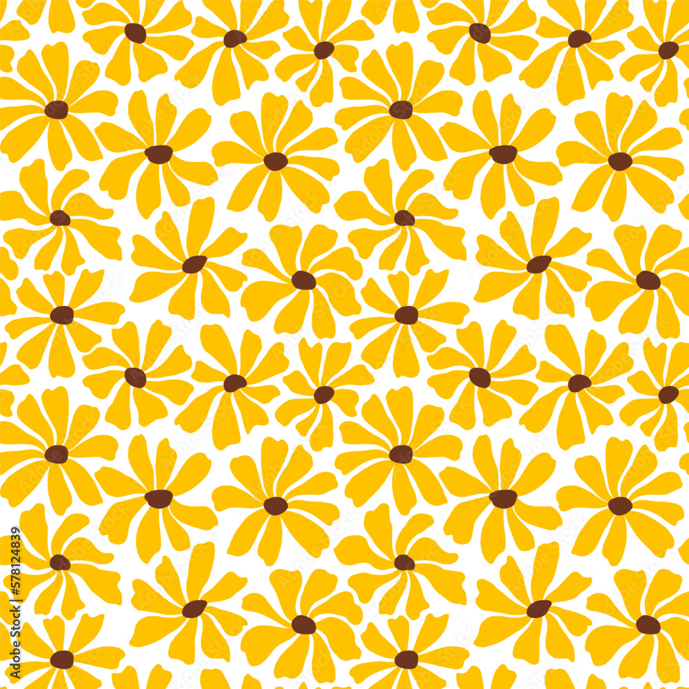Groovy daisy flower seamless pattern. Cute hand drawn floral background. Groovy daisy flower seamless pattern. Cute hand drawn floral background.