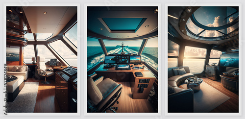 modern luxury yacht interiors set