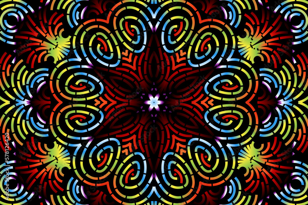 Beautiful caleidoscope symmetrical colourful gradient flowers line art of traditional background batik dayak ornament design template elements
Beautiful caleidoscope symmetrical colourful gradient flowers line art of traditional background batik dayak ornament design template elements