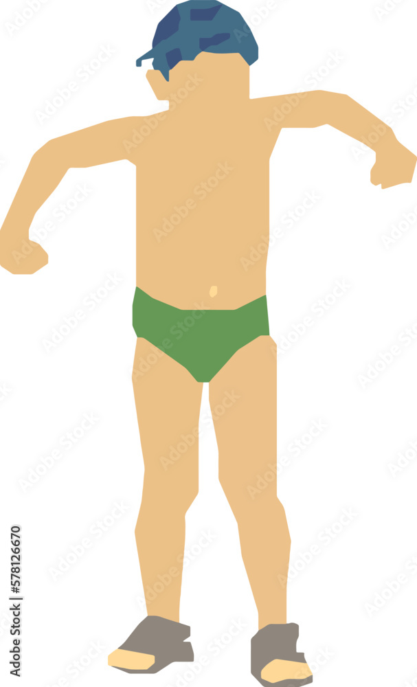 Silhouette of a Standing Boy in a Bathing Suit 1.