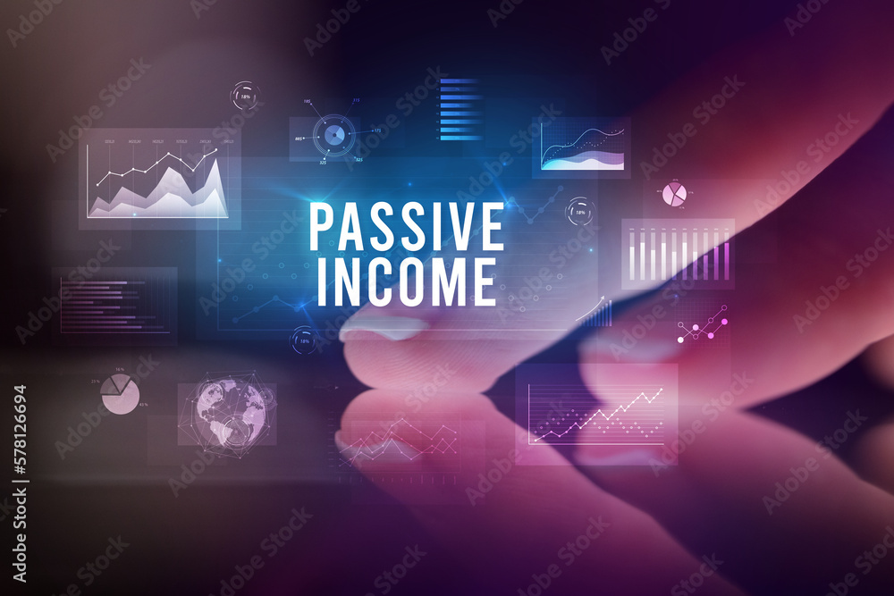 Finger touching tablet with business graphs and icons concept Finger touching tablet with business graphs and icons concept
