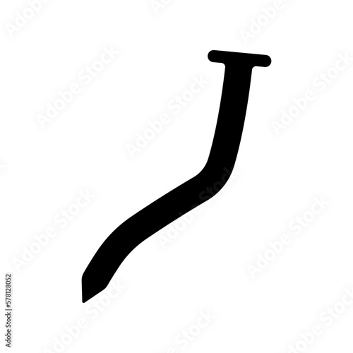 Crooked nail icon. Black silhouette. Front side view. Vector simple flat graphic illustration. Isolated object on a white background. Isolate.