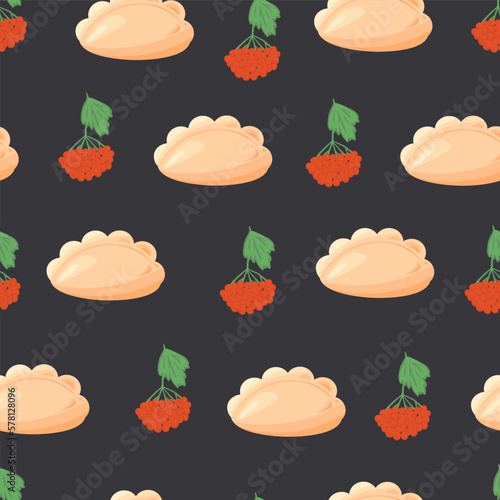 Seamless pattern with ukrainian traditional varenyky