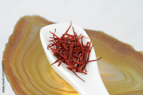 Saffron threads exempted with text free space photo