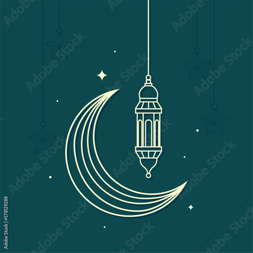 crescent moon with lantern