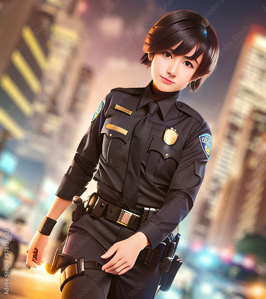 Generative AI Image - Fantasy romance novel book cover idea, asian police woman Generative AI Image - Fantasy romance novel book cover idea, asian police woman