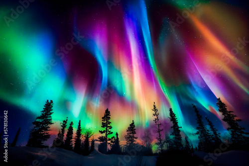 Awe Inspiring Northern Lights. Generative AI.