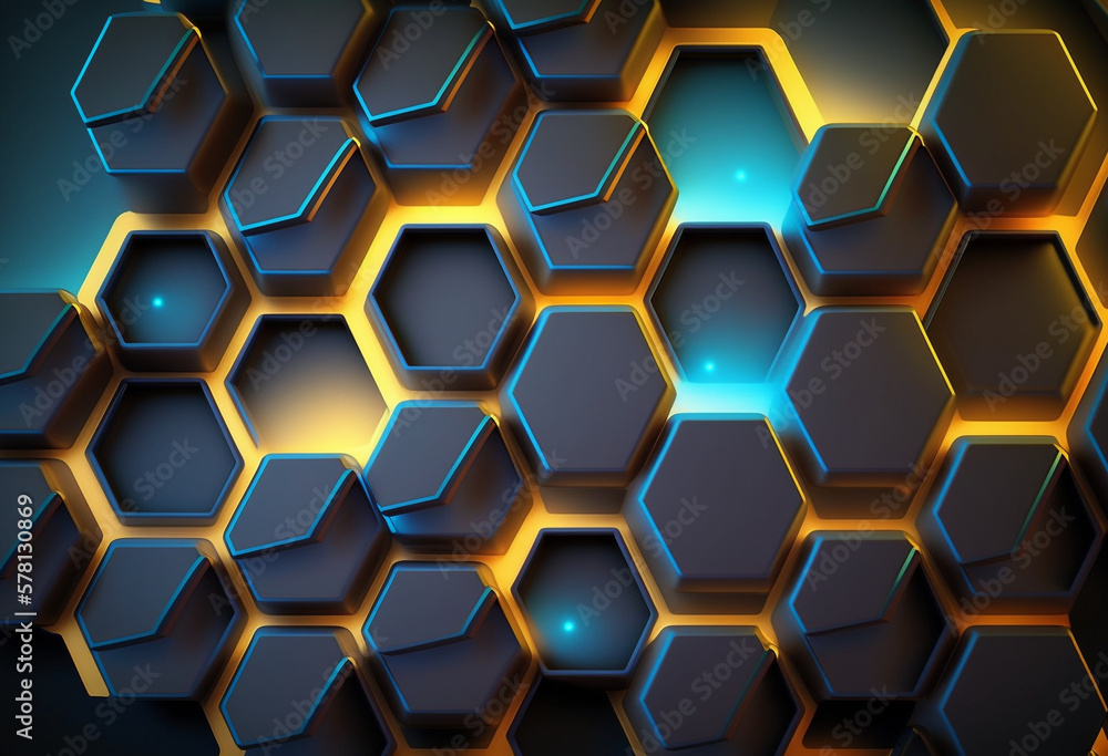 Ai-Generated 3D Hexagonal Render: An Abstract Geometric Visualization of Creative Artistic Symmetry Ai-Generated 3D Hexagonal Render: An Abstract Geometric Visualization of Creative Artistic Symmetry