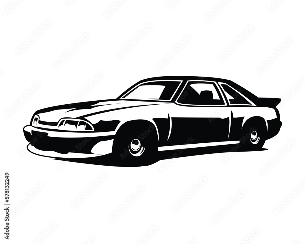 silhouette of 2000 ford mustang. isolated white background view from side. Best for logo, badge, emblem, icon, sticker design, car industry. available in eps 10.