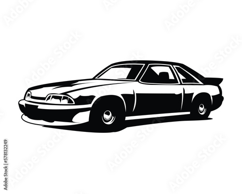 silhouette of 2000 ford mustang. isolated white background view from side. Best for logo  badge  emblem  icon  sticker design  car industry. available in eps 10.