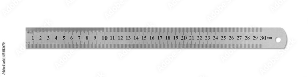 Metal ruler 30 cm isolated on a transparent background, PNG. High resolution. Metal ruler 30 cm isolated on a transparent background, PNG. High resolution.