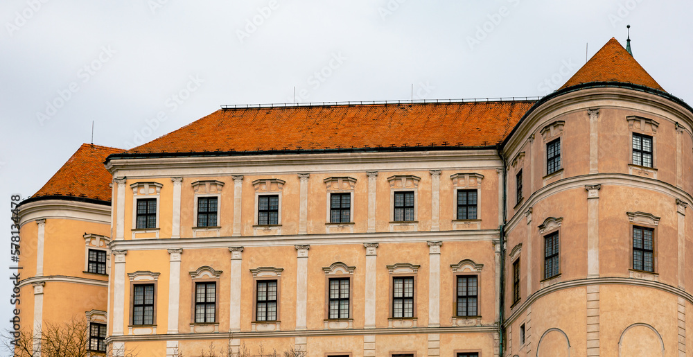Fototapeta premium Mikulov city view on the streets and castle architecture at early spring
