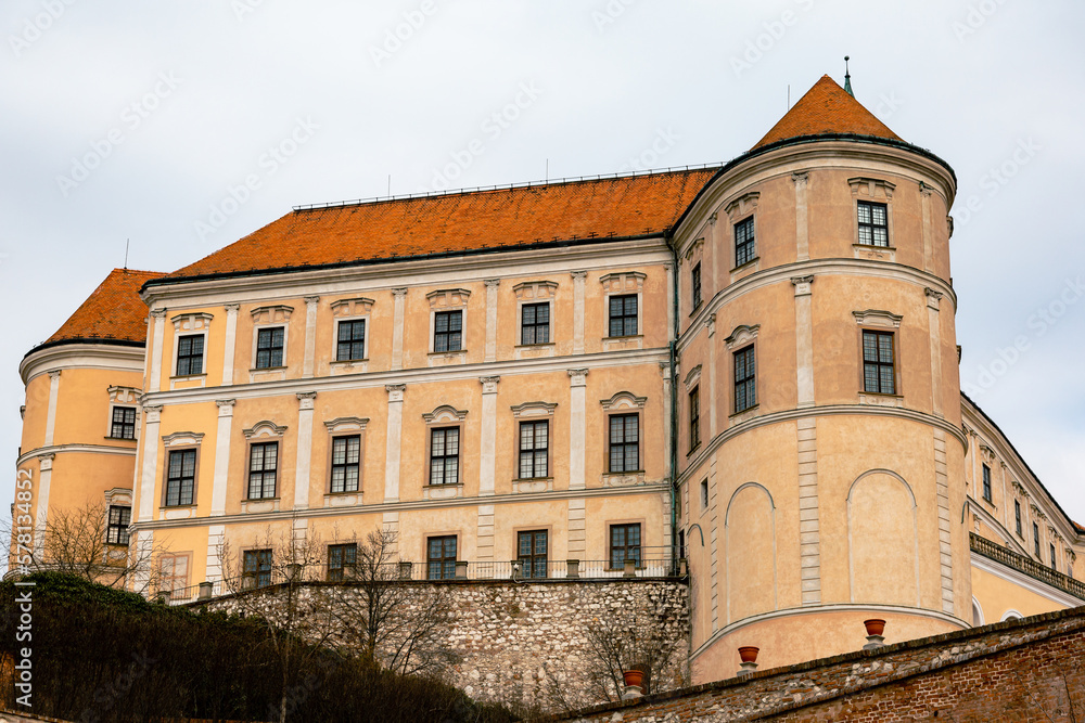 Mikulov city view on the streets and castle architecture at early spring Mikulov city view on the streets and castle architecture at early spring