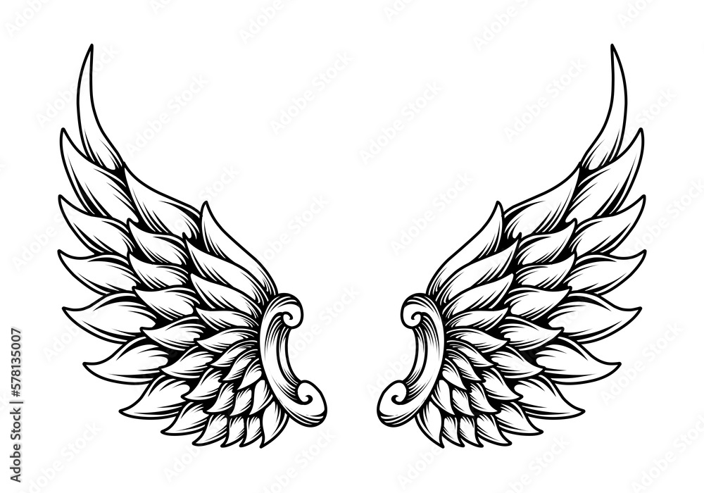 Vector angel wings tattoo design Vector angel wings tattoo design