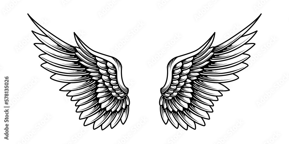 Vector angel wings tattoo design 24634077 Vector Art at Vecteezy
