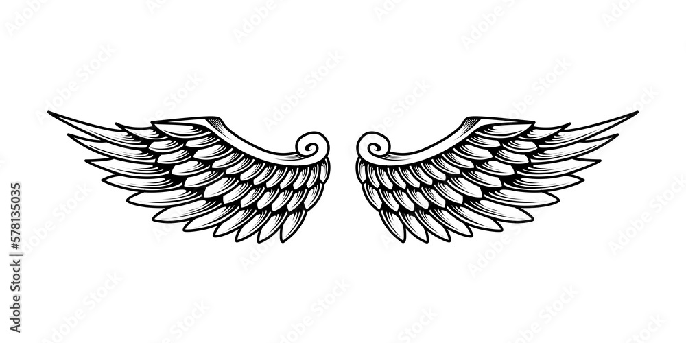 Fototapeta premium Vector angel wings tattoo design
