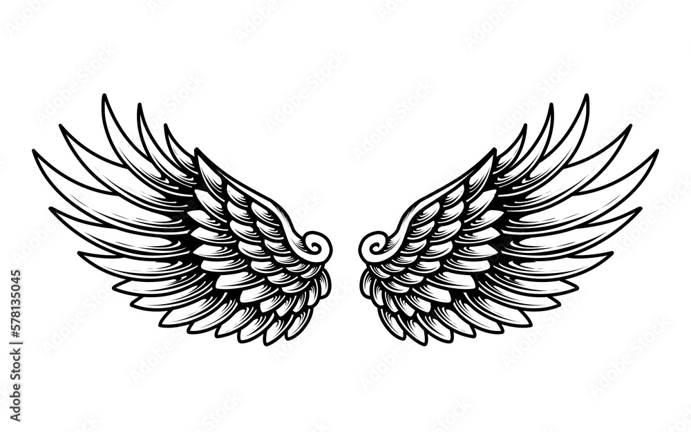 Obraz premium Vector angel wings tattoo design
