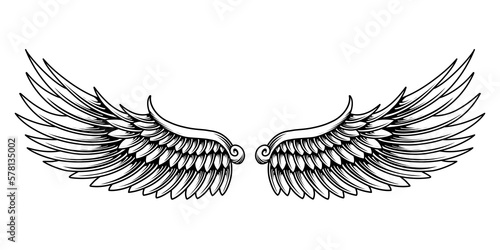 Vector angel wings tattoo design