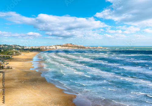 Attractive view on Vieste and Pizzomunno beach
