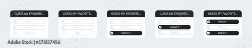 Guess my favorite vector icon. Template social media quiz. Vector illustration