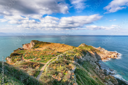 Astonishing spring sunrise on the the cape Milazzo.