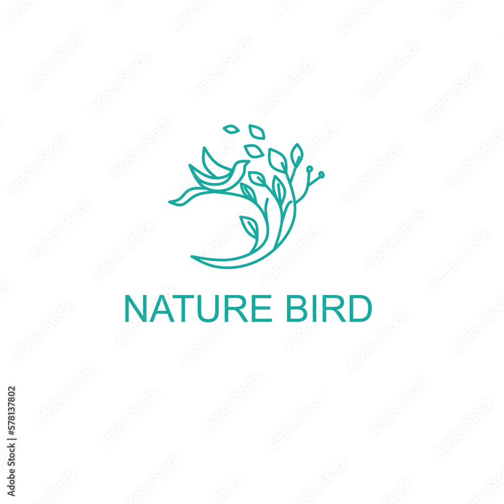 Creative luxury modern bird with green leaf logo template vector icon Creative luxury modern bird with green leaf logo template vector icon