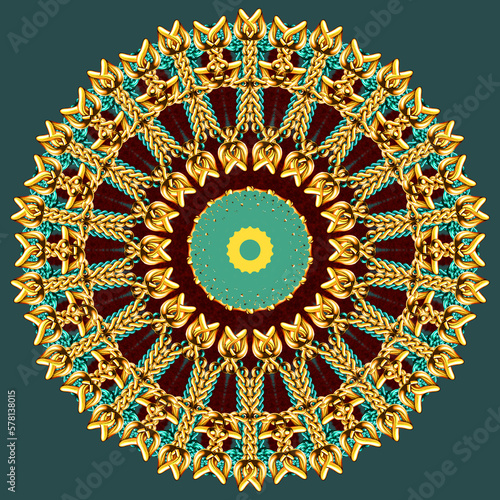 Luxury ornamental mandala for Henna, Mehndi, tattoo, decoration, Decorative ornament in ethnic oriental style, Template for textiles, curtains, clothes, shirts, scarves, pillows, and wallpaper.
