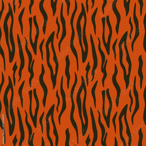 Tiger seamless pattern. Vector repeating background. EPS10. 