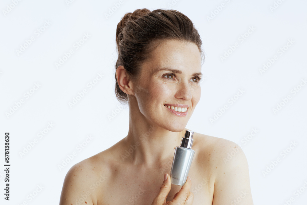 happy young female with cosmetic cream jar happy young female with cosmetic cream jar