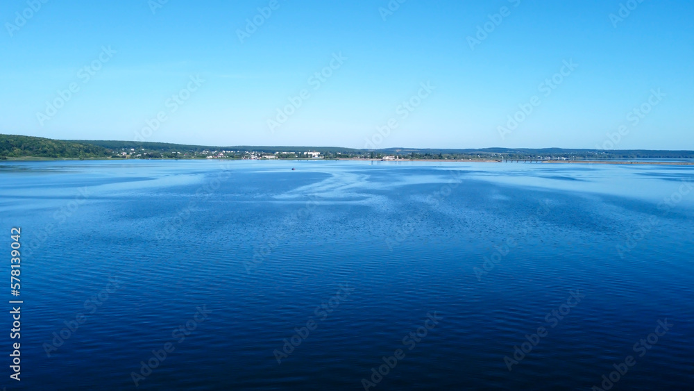Reservoir on the Seversky Donets near Stary Saltov. View of the dam. Drone photo Reservoir on the Seversky Donets near Stary Saltov. View of the dam. Drone photo