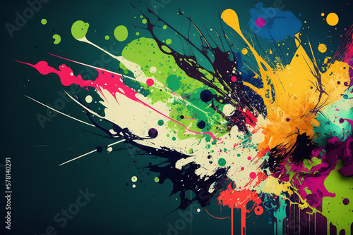 A colorful abstract art paint splatter desktop background.