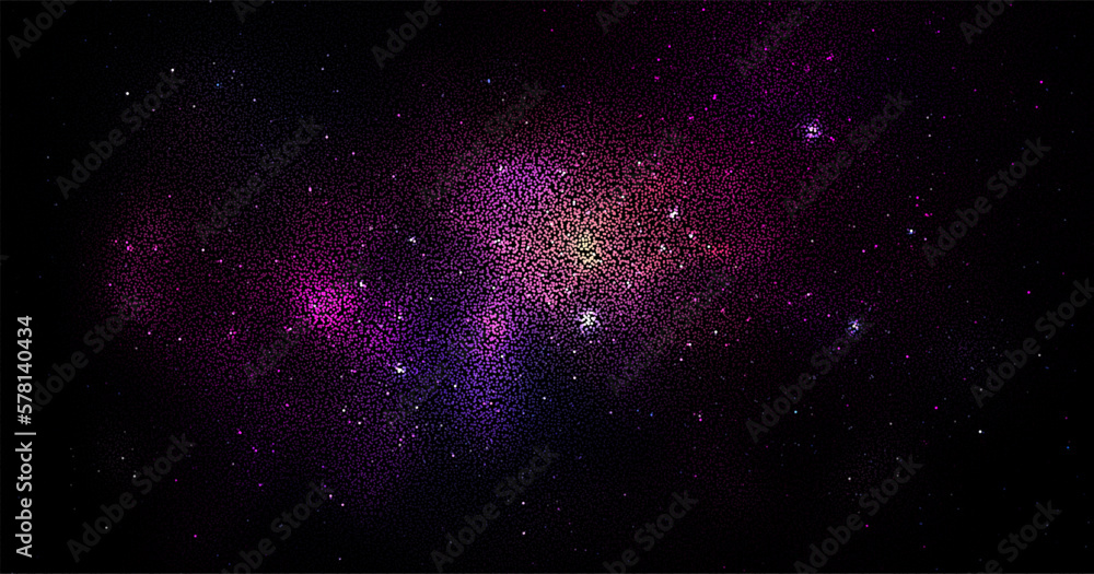 Cosmic illustration. Stippling space background with stars