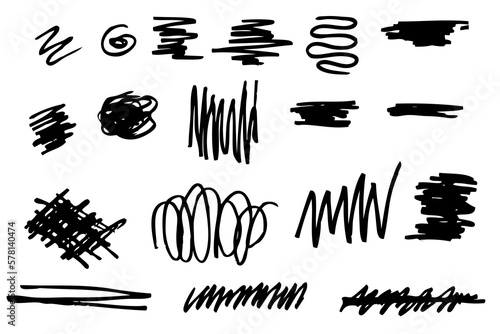 thick line black hand draw vector abstract shape, set 18, isolated on white