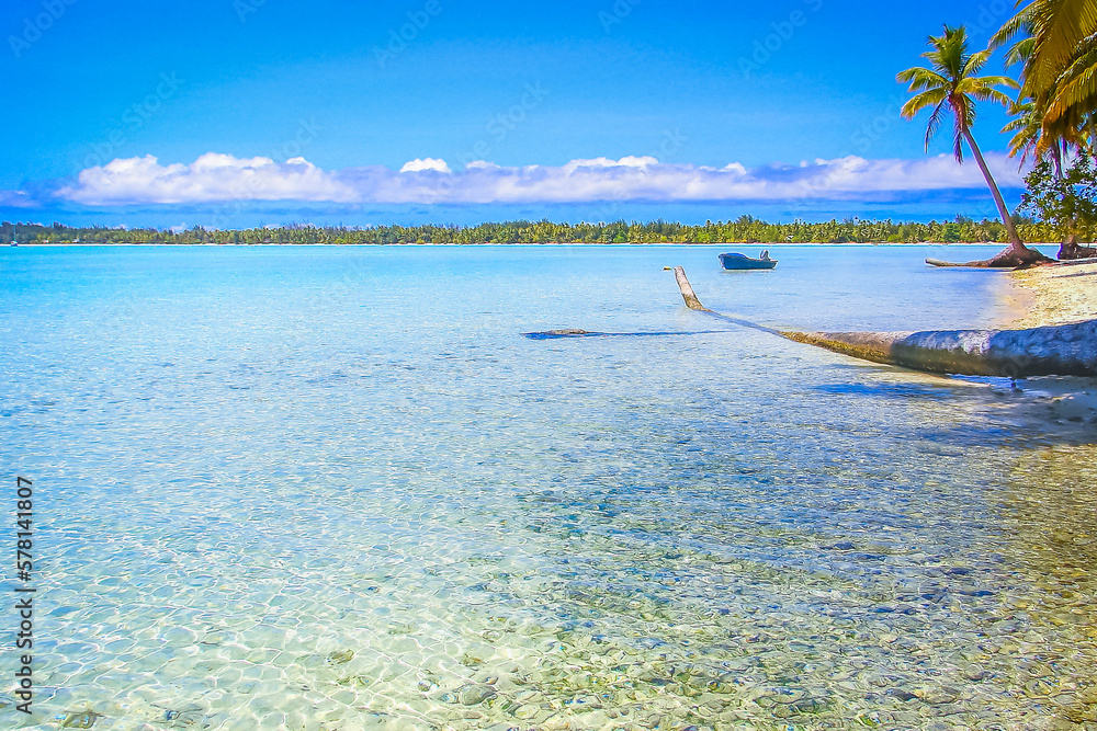 Bora Bora Tropical paradise, Idyllic turquoise beach in French Polynesia, Tahiti