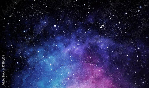 Cosmic illustration. Beautiful colorful space background. Watercolor Cosmos