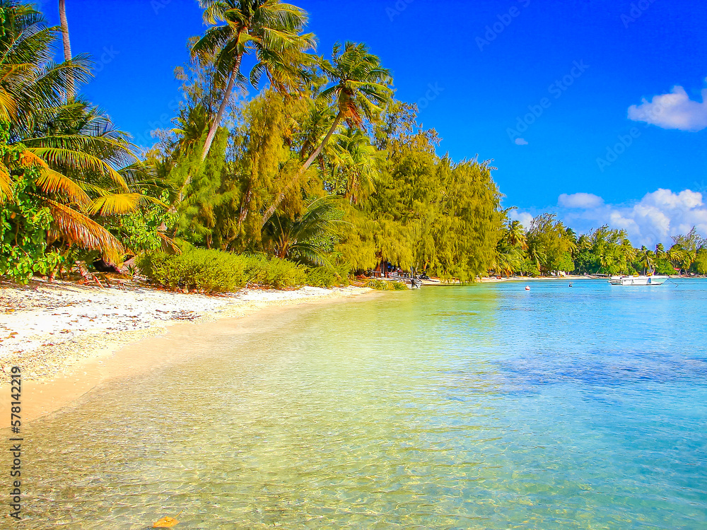 Bora Bora Tropical paradise, Idyllic turquoise beach in French Polynesia, Tahiti
