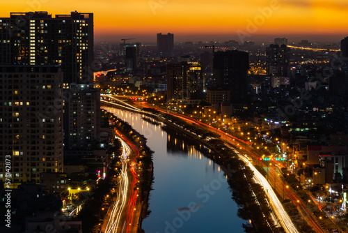 Wallpaper Mural Skyline of Ho Chi Minh City at night - Vietnam Torontodigital.ca