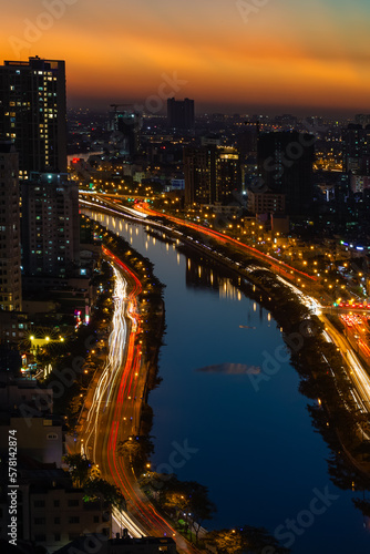 Wallpaper Mural Skyline of Ho Chi Minh City at night - Vietnam Torontodigital.ca