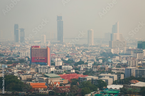 Skyline of Bangkok with smog