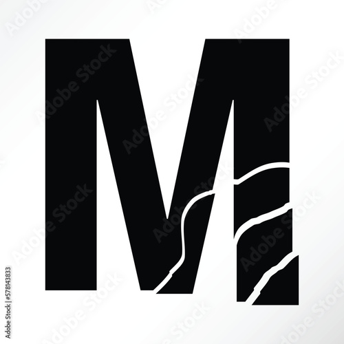 Minimalist vector of a shattered letter m
