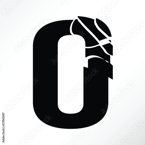 Minimalist vector of a shattered letter o