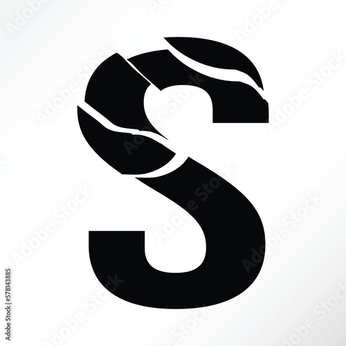 Minimalist vector of a shattered letter s