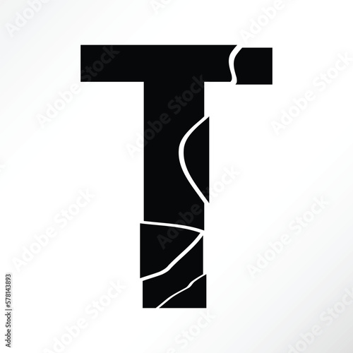 Minimalist vector of a shattered letter t