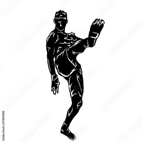 muaythai kick boxing silhouette illjustration vector