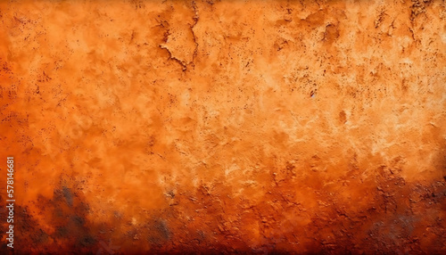 Dark rusty orange toned background, Grunge rusty orange background, Texture of decorative plaster on a concrete wall, rusty orange texture of rough grained surface