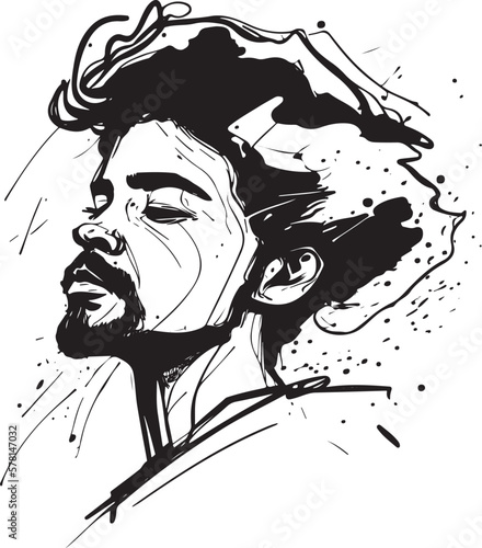 Vector Hand drawn Illustration of an African American fictional character