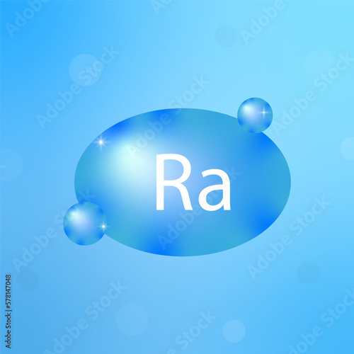 icon with blue chemical element Ra. Education concept. Vector illustration.